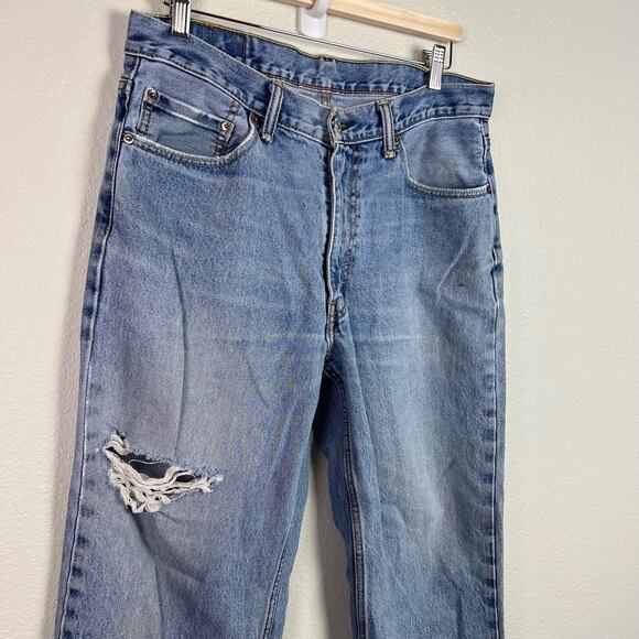 Levi's Men's 550 Relaxed Fit Distressed Jeans 34 x 31 Light Wash - Picture 3 of 11